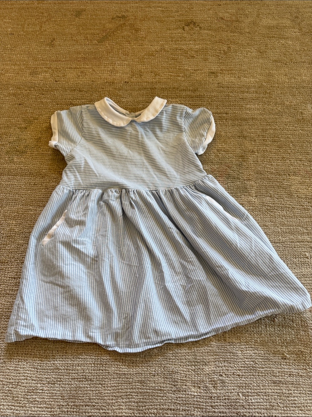 bella bliss Light Blue and White Striped Peter Pan Collar Dress